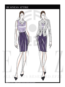 大師手繪女款秋冬職業(yè)裝設(shè)計圖1239