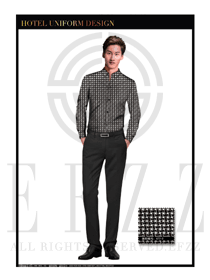 黑風(fēng)車麻紗長袖襯衫款西餐服務(wù)員制服設(shè)計圖1205