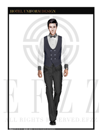 黑色馬甲款餐飲西餐服務員制服設計圖1208