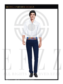 藍(lán)色炫彩時尚西餐廳服務(wù)員制服設(shè)計圖1218