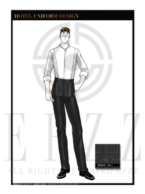 圓領襯衫款餐飲西餐服務員服裝設計圖1222