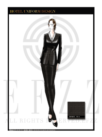 黑色女款外套餐飲西餐服務員服裝款式圖1226