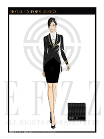 黑色小千鳥格女款酒店行李生制服設(shè)計圖1017