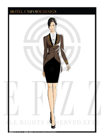 灰色女款酒店門童保安行李生制服設計圖1019