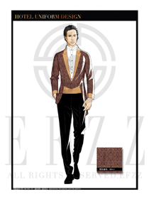 金紅色祥云男款酒店行李生服裝款式圖1032