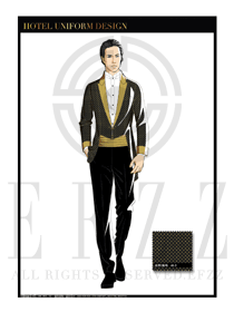 黑底金點男款酒店行李生服裝款式圖1034