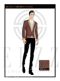 金紅色祥云男款酒店門童制服設計圖1035