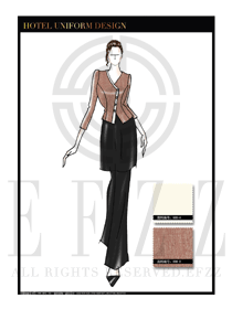 黃色條紋女款外套中餐傳菜員制服設計圖136