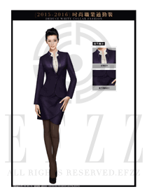 深紫色時尚OL女秋冬職業(yè)裝套裙設計圖1283