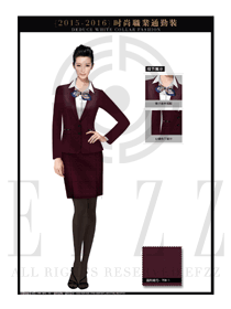 棗紅色金點點女秋冬職業裝套裙款式圖1286