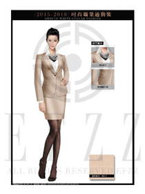 時尚卡其色女秋冬職業(yè)裝套裙款式圖1293