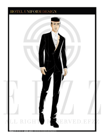 黑色燕尾服酒店行李生制服設計圖1041