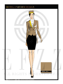 金色時尚修身女款酒店門童服裝款式圖1049