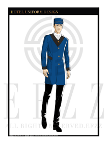 藍色男款酒店門童服裝款式圖1059