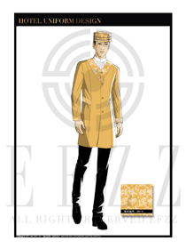 金色百合花酒店門童制服設計圖1060