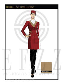 中國紅女款酒店門童服裝款式圖1063