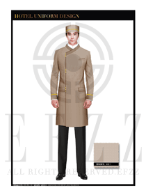 米色男款酒店門童制服設計圖1067