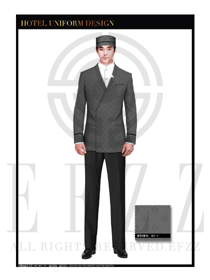 黑色暗紋酒店行李生服裝款式圖1068