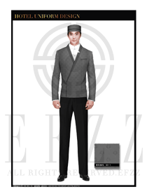 黑色暗紋酒店門童制服設(shè)計(jì)圖1069