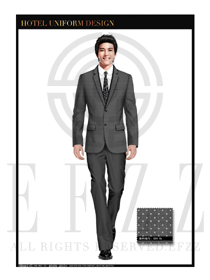 黑灰雪點男款酒店經理服裝設計圖439