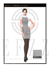 白風(fēng)車麻紗連衣裙款酒店經(jīng)理服裝款式圖446