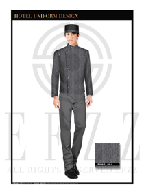 灰色男款酒店門童制服設計圖1072