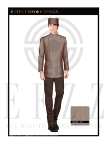 淺啡色男款酒店行李生制服設計圖1074