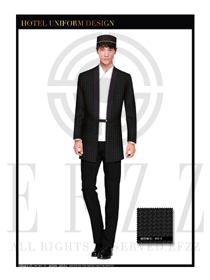 黑色男款酒店門童制服設計圖1086