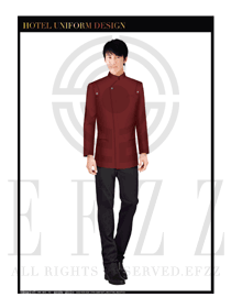玫紅色男款酒店行李生制服設(shè)計圖1092
