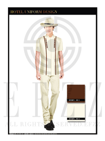 卡其色男款酒店行李生制服設計圖1103