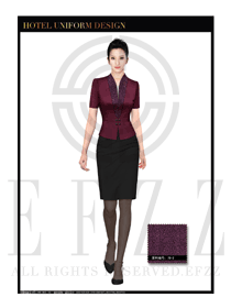 玫紅色玫瑰花女款酒店門童服裝款式圖1112