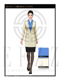 卡其色女款酒店行李生制服設計圖1117