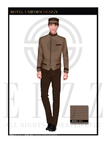 卡其色男款酒店行李生服裝款式圖1162