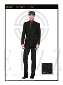 黑色時尚拼圖男裝酒店門童行李生服裝款式圖1166