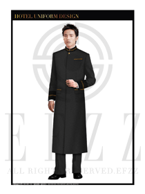 黑色男裝長款酒店門童行李生制服設(shè)計圖1172