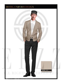 米色男裝酒店門(mén)童服裝款式圖1183