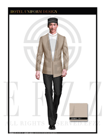 米色男款酒店門童制服設計圖1186