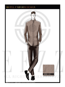 淺啡色男裝酒店行李生服裝款式圖1197