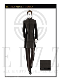 深灰色男款酒店門童制服設(shè)計圖1198