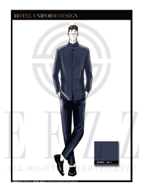 藍色男款酒店行李生制服設計圖1206