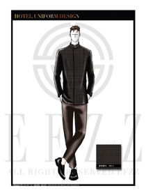 灰色男裝酒店行李生服裝款式圖1209