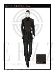 灰色男款酒店門童制服設計圖1210