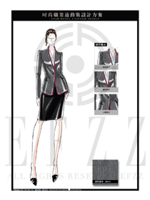 大師手繪灰色OL職業裝套裙款式圖1299