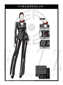 灰色女款修身職業裝制服設計圖1304