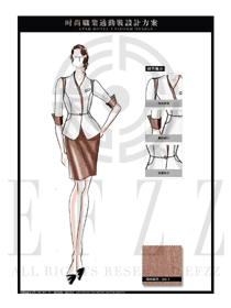 大師手繪時尚OL女裝短裙款職業裝設計圖584