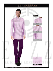 粉紫色酒店中餐男款服務(wù)員服裝款式圖1715