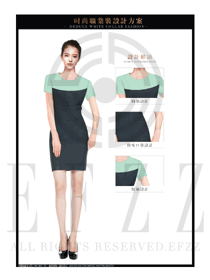 淺綠色修身款OL女職業裝制服設計圖601