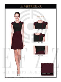 OL時尚棗紅色女職業裝夏裝制服設計圖621