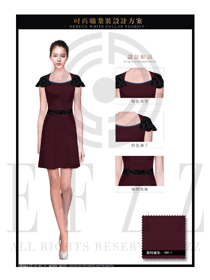 時尚棗紅色OL女款夏裝制服款式圖622
