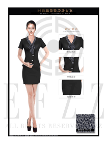 藍(lán)色大理石紋OL女款夏裝制服款式圖638